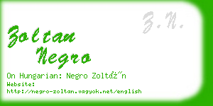 zoltan negro business card